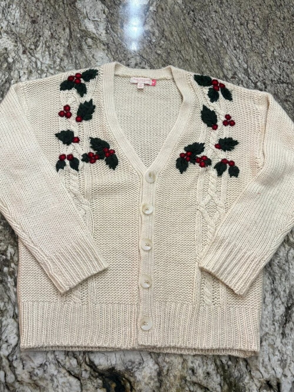 Pink Chicken Girl's Happy Holly Sweater